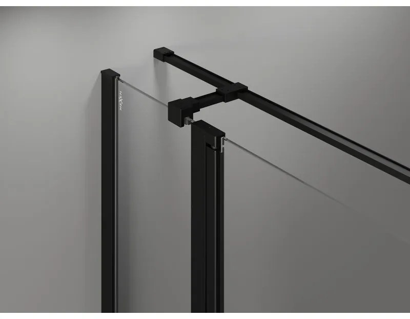 Mexen Mist T, sprchový kút s krídlovými dverami, pravý, 75 x 115 cm, 8mm číre sklo, čierny profil, 8A4T-115-075-70-77-P