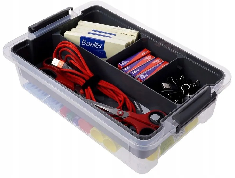 Organizér, úložný box 2v1, multifunkčný, sivý STORMAX - 6l, 35 x 23 x 11 cm