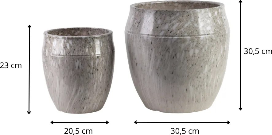 Sada 2 ks keramických kvetináčov NEVA XIV sivá