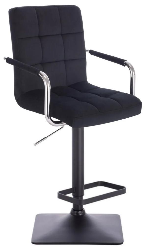 LuxuryForm Barová stolička VERONA VELUR na čierne základni - čierna
