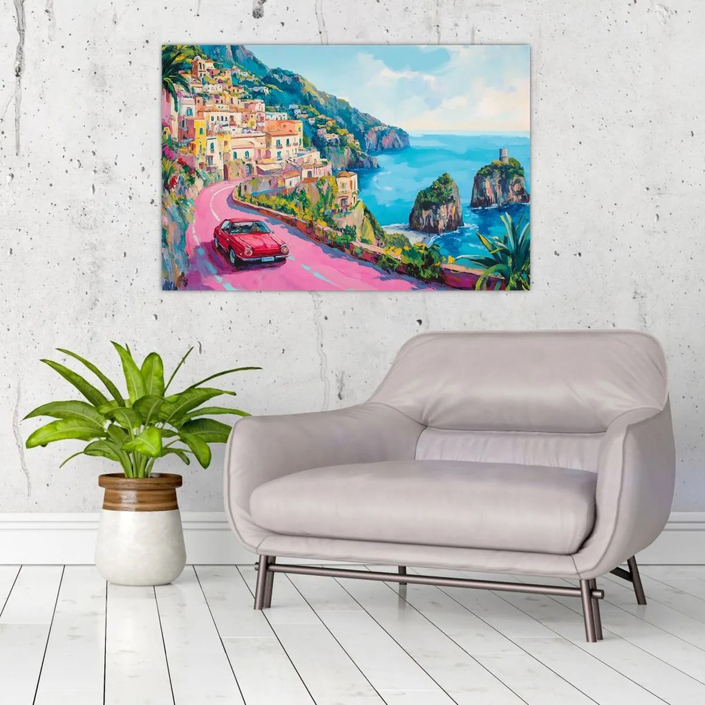 Obraz - Ružová cesta na pobreží (90x60 cm)