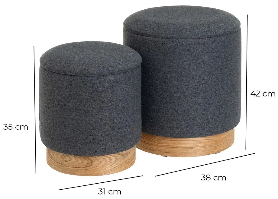 Tmavosivé taburety v súprave 2 ks – Casa Selección