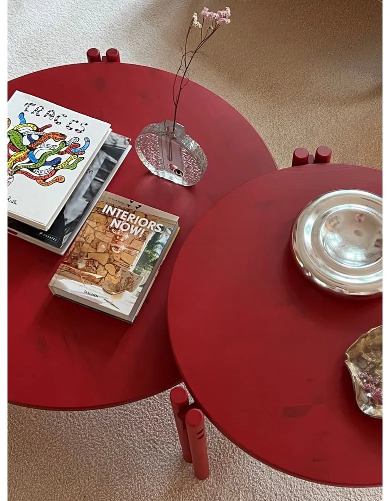 Modrý okrúhly konferenčný stolík z borovicového dreva ø 60 cm Sticks – Karup Design