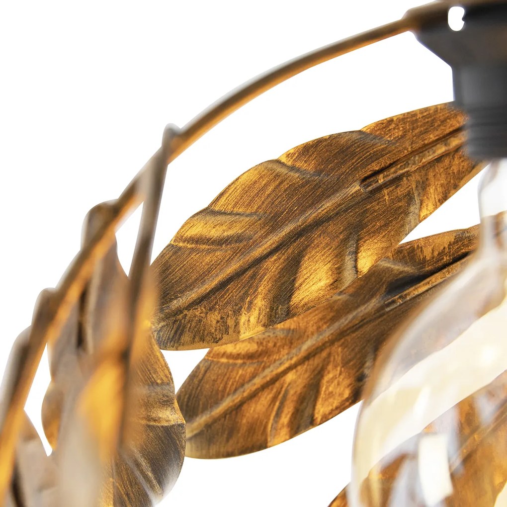 Vintage závesné svietidlo starožitné zlaté okrúhle 3-svetlo - Linden