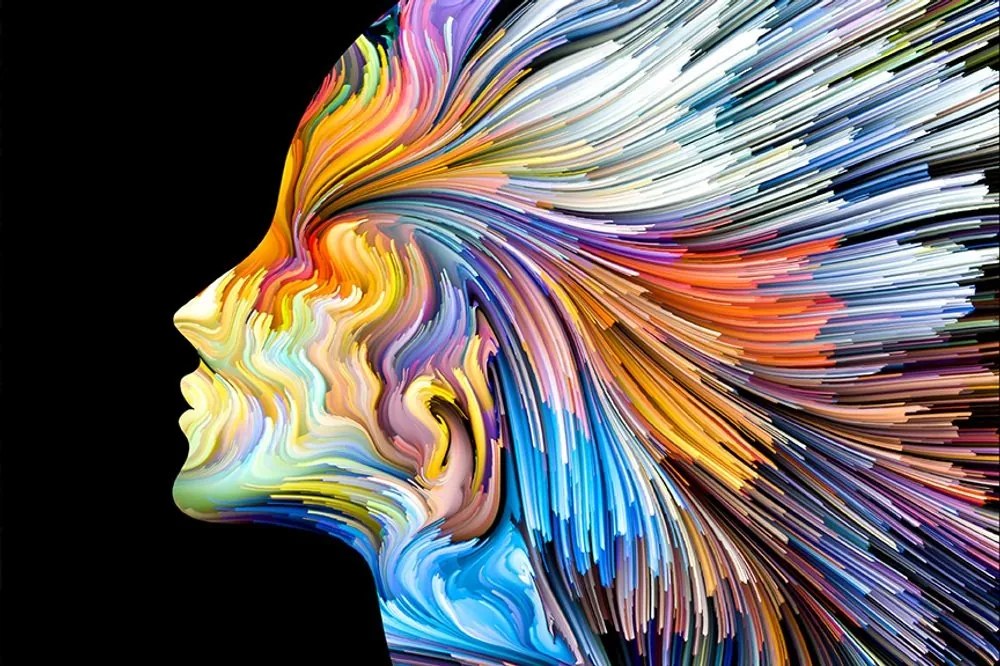 Samolepiaca tapeta farebný profil ženskej tváre - 150x100