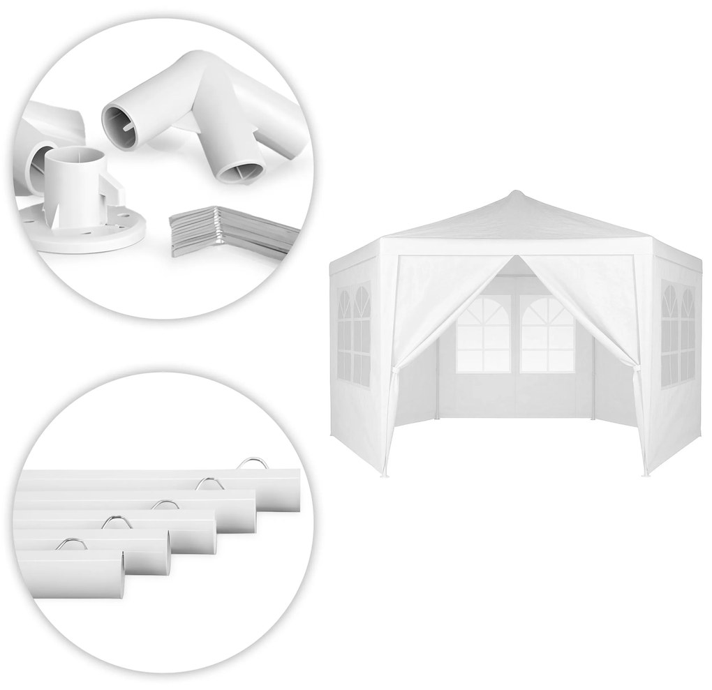 Záhradný pavilónový altánok, s oknami, biely, MultiGarden
