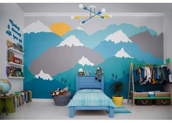 Prisadený luster CAMBRIDGE 6xE27/20W/230V modrá/žltá