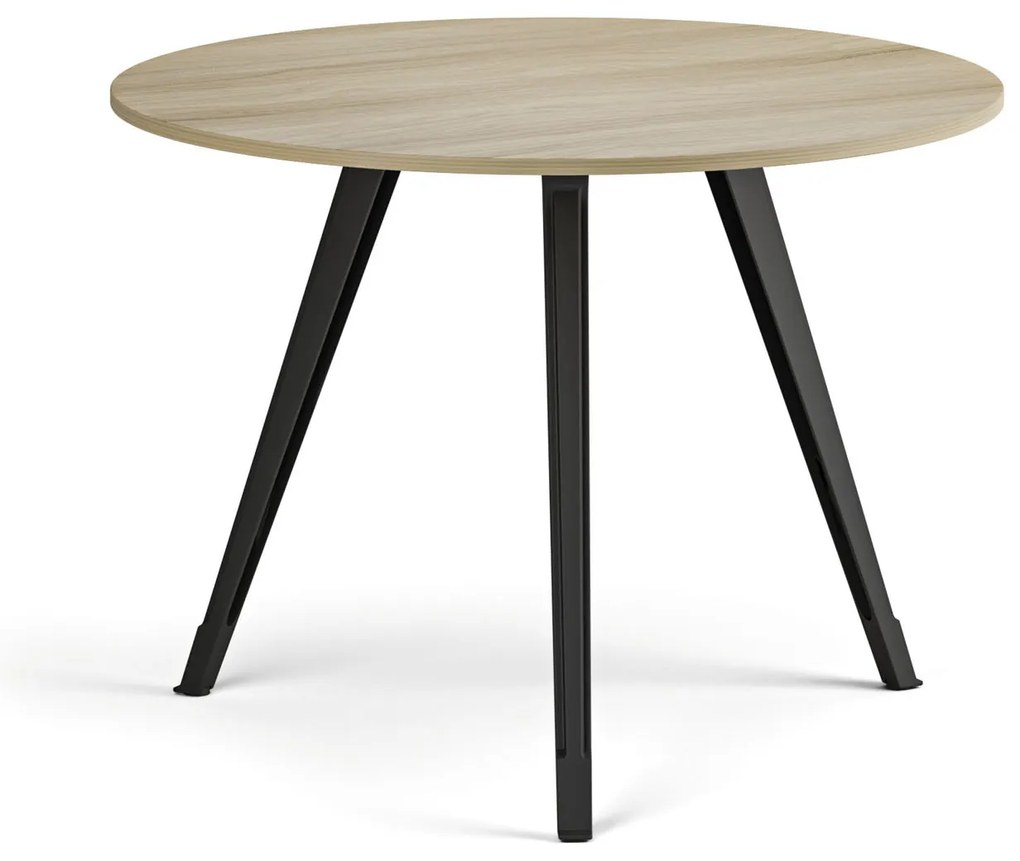 Konferenčný stôl PRIMO ZEN, priemer 100 cm, čierna podnož, dub prírodný