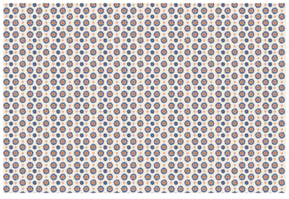 Samolepiaca tapeta oranžovo-modré kvetinové kruhy