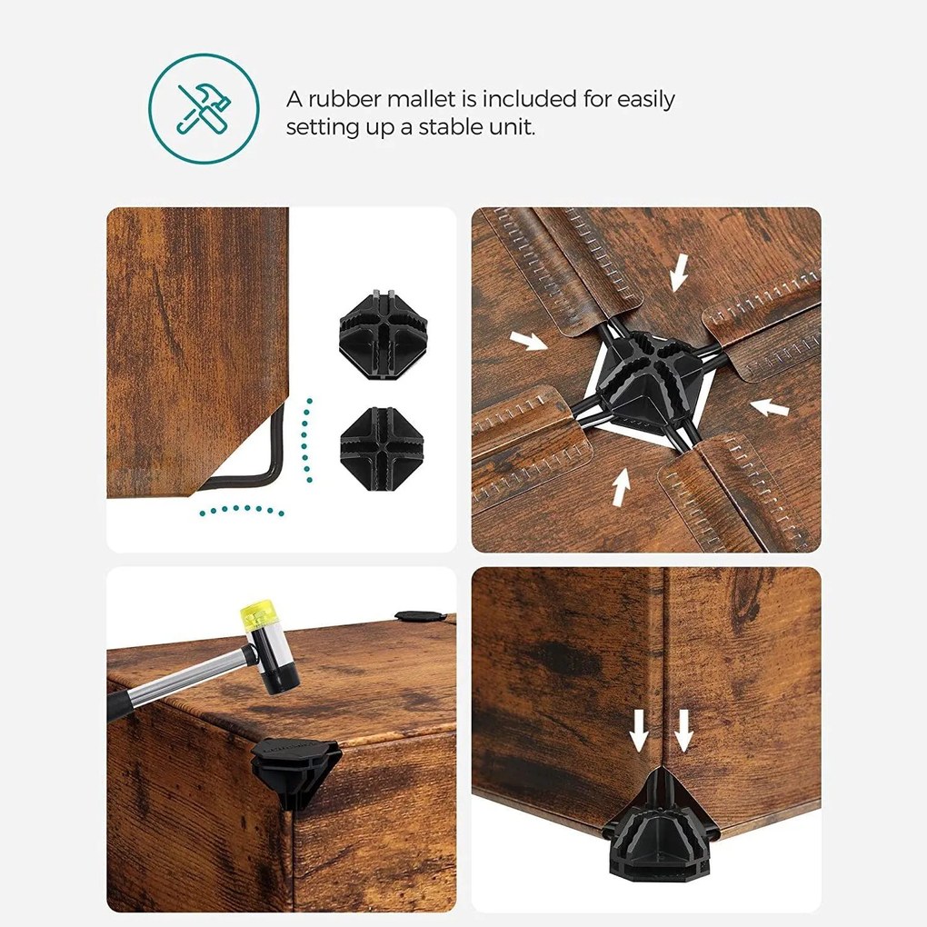 Modulárny policový systém, botník, 10 priehradiek, rustikálny hnedý