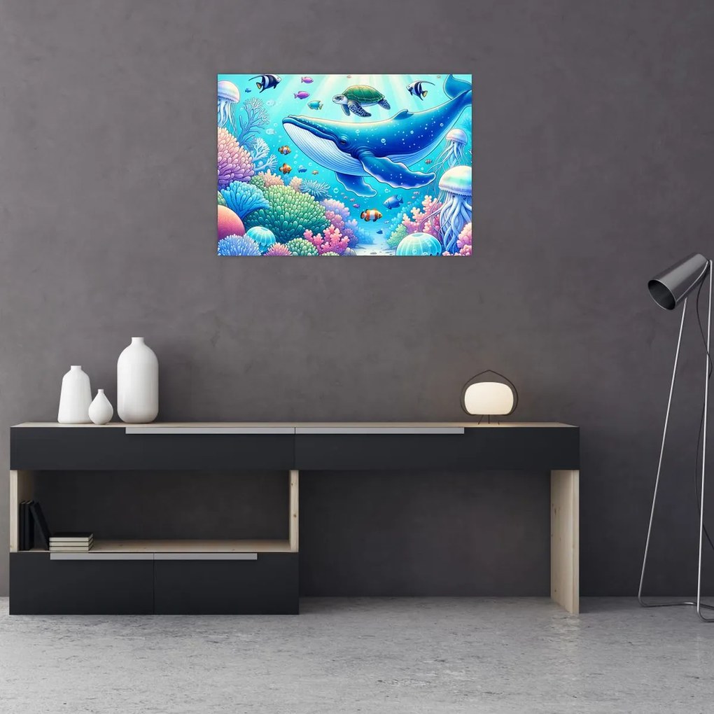 Sklenený obraz – Podvodný svet (70x50 cm)
