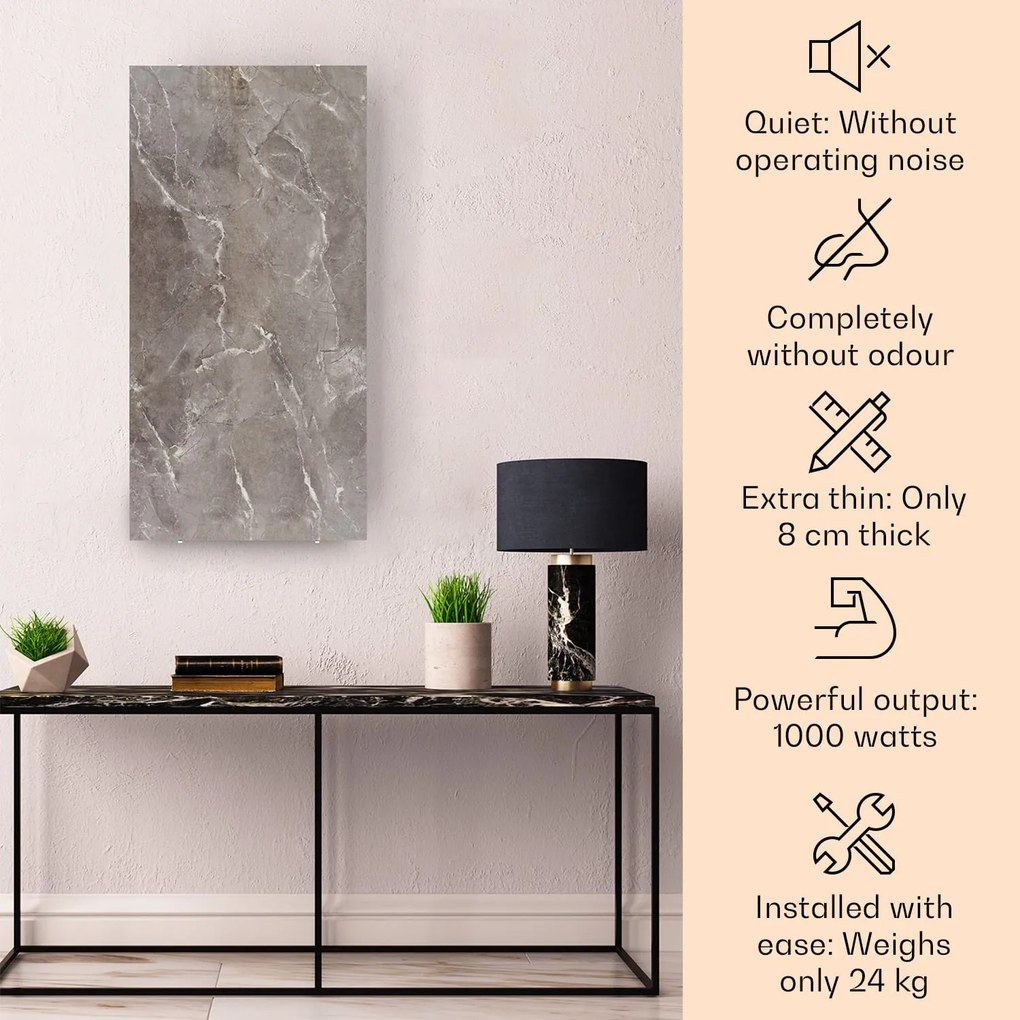 Klarstein Wonderwall Santorini Smart, infračervený ohrievač, 120 x 60 cm, 1000 W, týždenný časovač, IP24