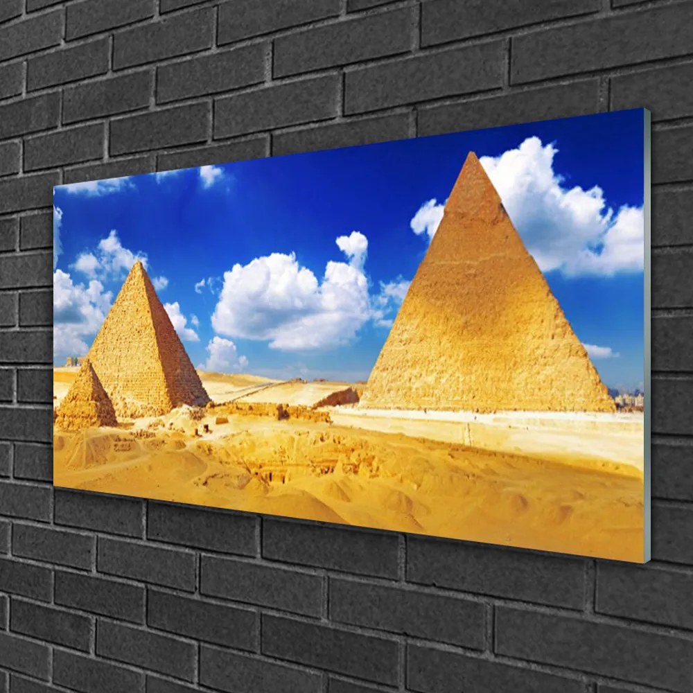 Obraz na skle Púšť piramida krajina 100x50 cm