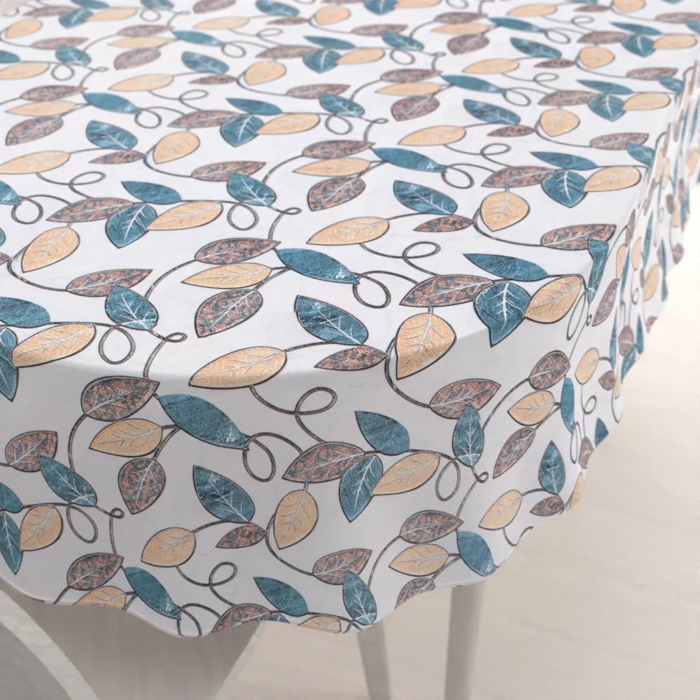 Biante Dekoračný oválny obrus PML-035 Modro-žlté listy 120x180 cm