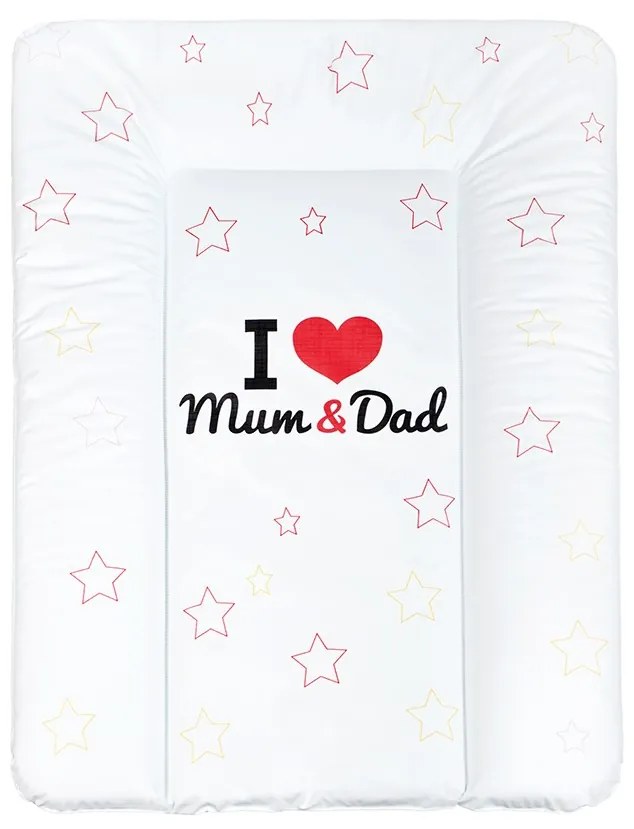 Prebaľovacia podložka mäkká New Baby I love Mum and Dad biela 70x50cm