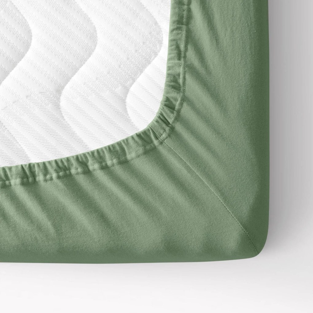Goldea plachta jersey s napínacou gumou - khaki 120 x 200 cm