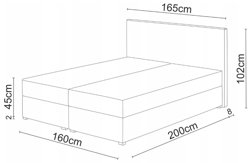 Kontinentálna posteľ 160x200 cm Waller (bordová) (s roštom a matracom). Vlastná spoľahlivá doprava až k Vám domov. 1007729