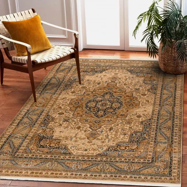 Koberec KESHAN Ornament, strapce 8995/53565 béžový / modrý