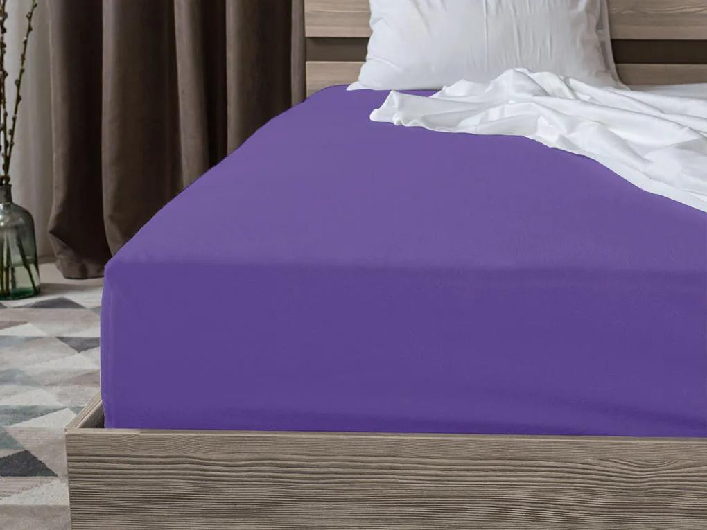 Jersey prostěradlo EXCLUSIVE tmavě fialové 160 x 200 cm