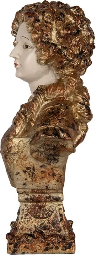 Hnedo-zlatá antik dekorácia busta zámocká pani - 18*12*30 cm