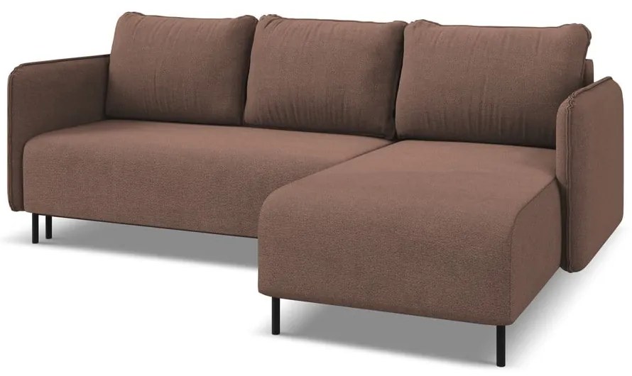 Ružová rozkladacia/s úložným priestorom rohová pohovka (pravý roh) Luana – Makamii