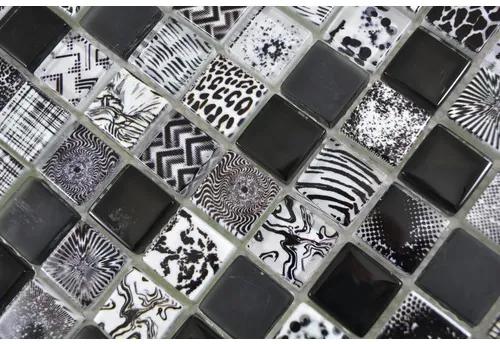 Sklenená mozaika štvorcová crystal mix black