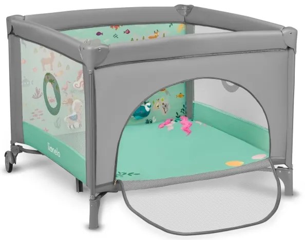 Lionelo - Hracia ohrádka MILLE sivá/zelená