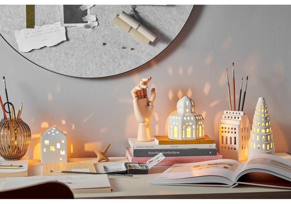 Biely keramický vianočný svietnik Kähler Design Lighthouse, ø 9 cm