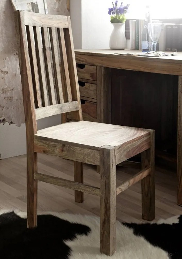Bighome - GREY WOOD Jedálenská stolička drevená - mriežkované operadlo, palisander
