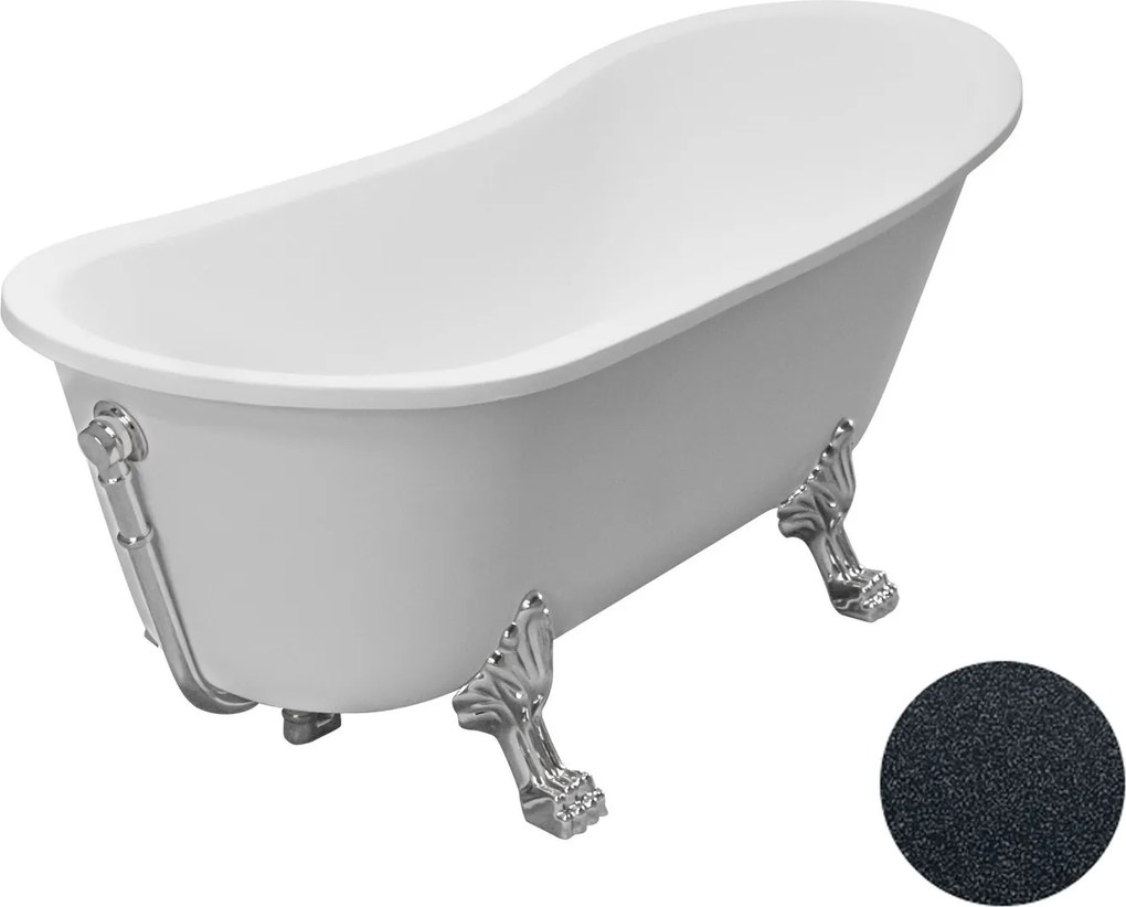 Besco Akrylátová voľne stojaca vaňa Olaya Glam G 160x68 s prepadom BESCO-Typ výpuste: Click-Clack s prepadom, chróm, BESCO-Nôžky: Chróm