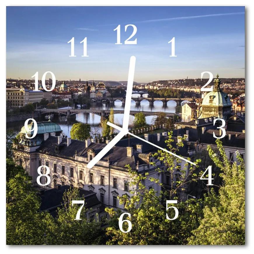 Nástenné sklenené hodiny Praha 30x30 cm