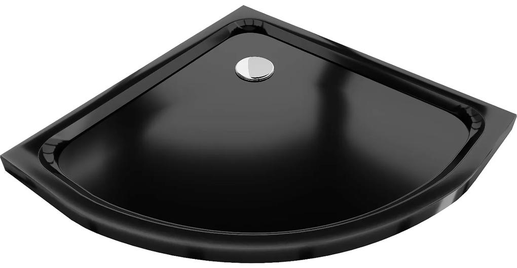 Mexen SLIM - Štvrťkruhová sprchová vanička 70x70x5cm + chrómový sifón, čierna, 41707070