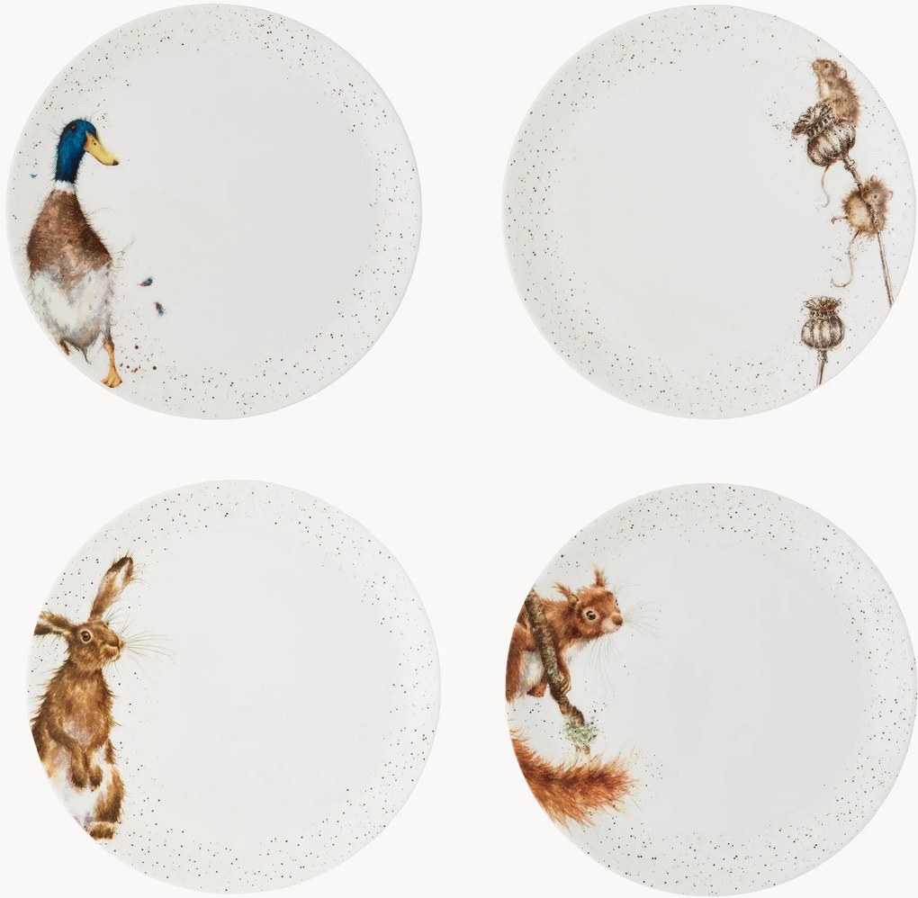 Plytké taniere Fluffy Friend, 4 ks