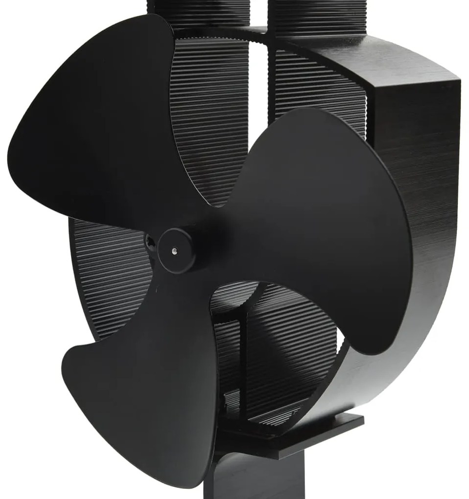 Teplom poháňaný ventilátor na krb s 3 lopatkami čierny