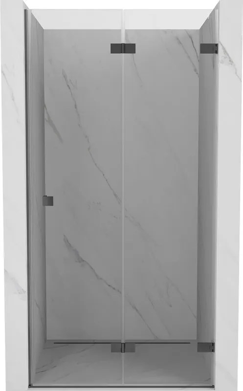 Mexen, Mexen Lunar-F pravé sklápacie sprchové dvere 65 cm, transparentné, pištoľový kov - 836-065-000-95-00-P