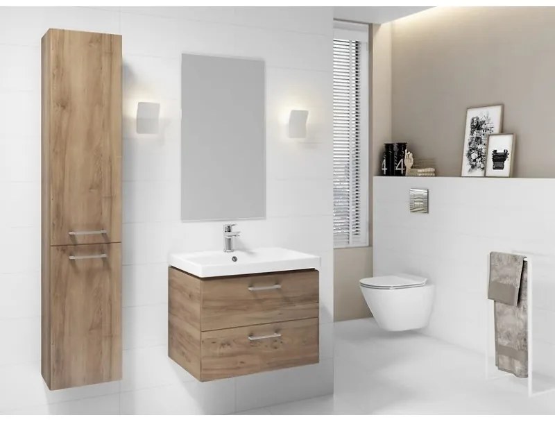 Cersanit Lara Como 80, závesná skrinka + keramické umývadlo, 794x447x460 mm, orech, S801-154-DSM