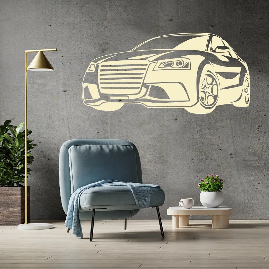 Veselá Stena Samolepka Auto Audi Farba: hnedá, Veľkosť: 100 x 50 cm