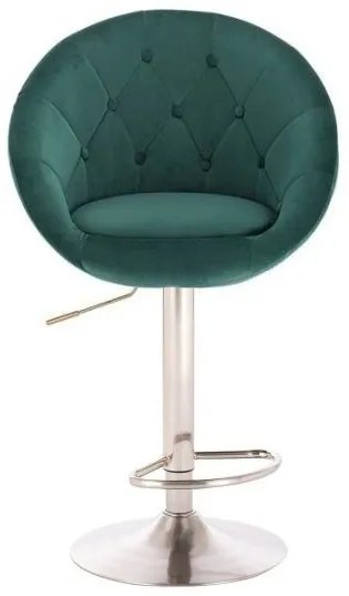 LuxuryForm DESIGN Barová stolička VERA VELUR na striebornom tanieri - zelená