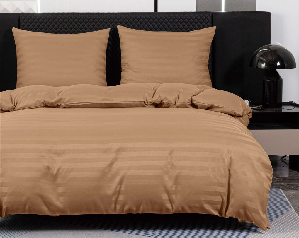 Hotelové obliečky z mikrovlákna JASMINE hnedé - prúžok 2 cm Rozmer obliečky: 70 x 90 cm | 140 x 200 cm