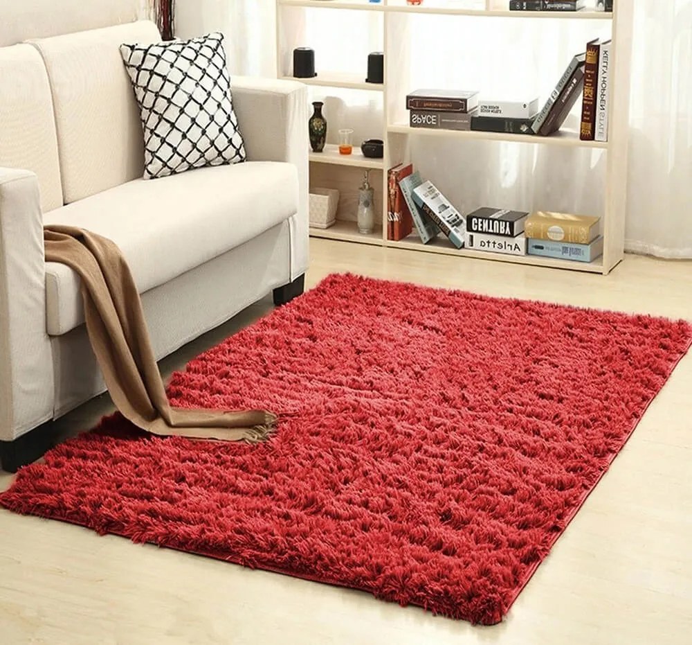 Shaggy koberec Lana v červenej farbe – obdĺžnikový Rozmer: 80x150 cm