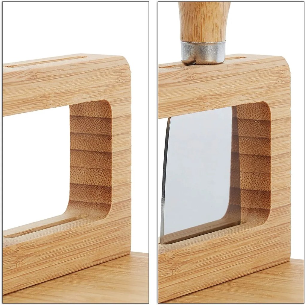 Bambusová servírovacia doska s nožmi SALERS hnedá