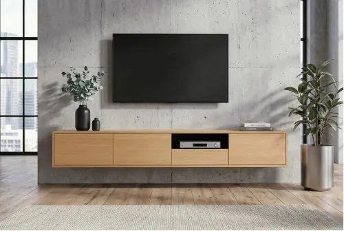 TV-skrinka 47816 Loft 200cm Prírodná Dub Dyha/Čierna  - Komfort-nábytok