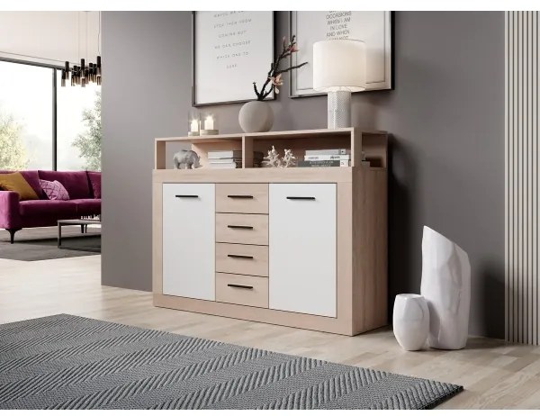 Komoda RUNA dub sonoma/biela