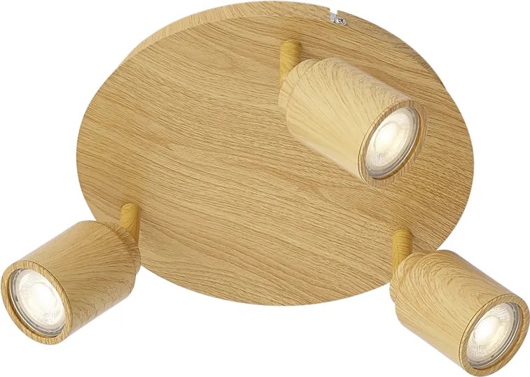 Japandi stropné svietidlo svetlé drevo s nastaviteľnými bodmi 3-Lights IP44 - Ducha