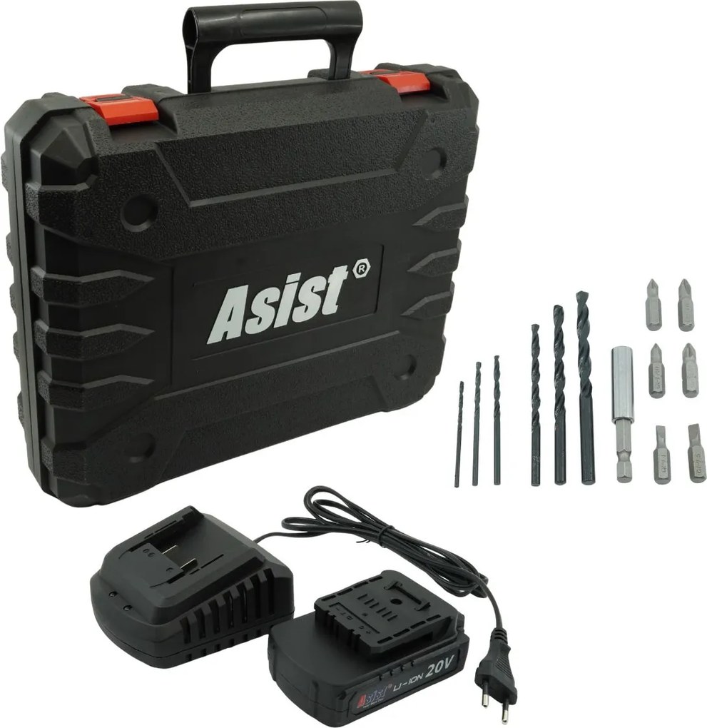 ASIST AKU GANG AE2V20AB-201P-BMC Akumulátorová vŕtačka s príklepom BRUSHLESS 20 V, 2,0 Ah START SET