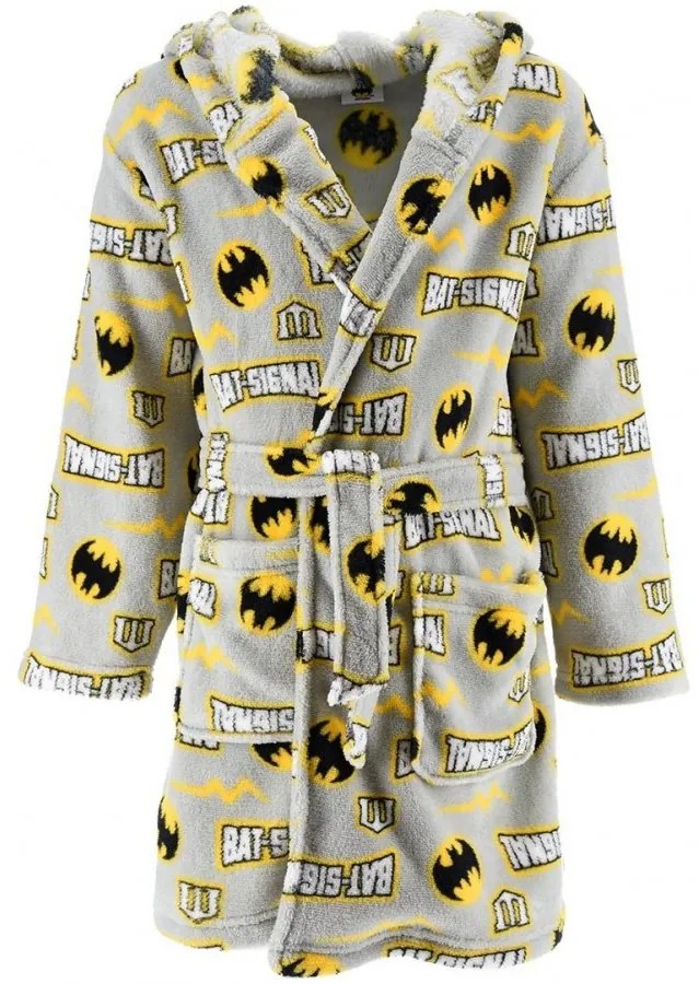 Detský / chlapčenský coral fleece župan s kapucňou Batman, EU 104 Sivá