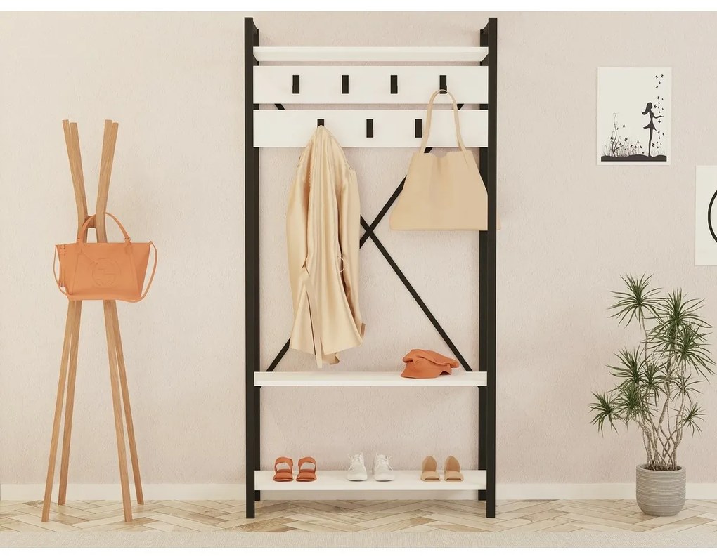 Vešiak s botníkom Alfa White and Grey