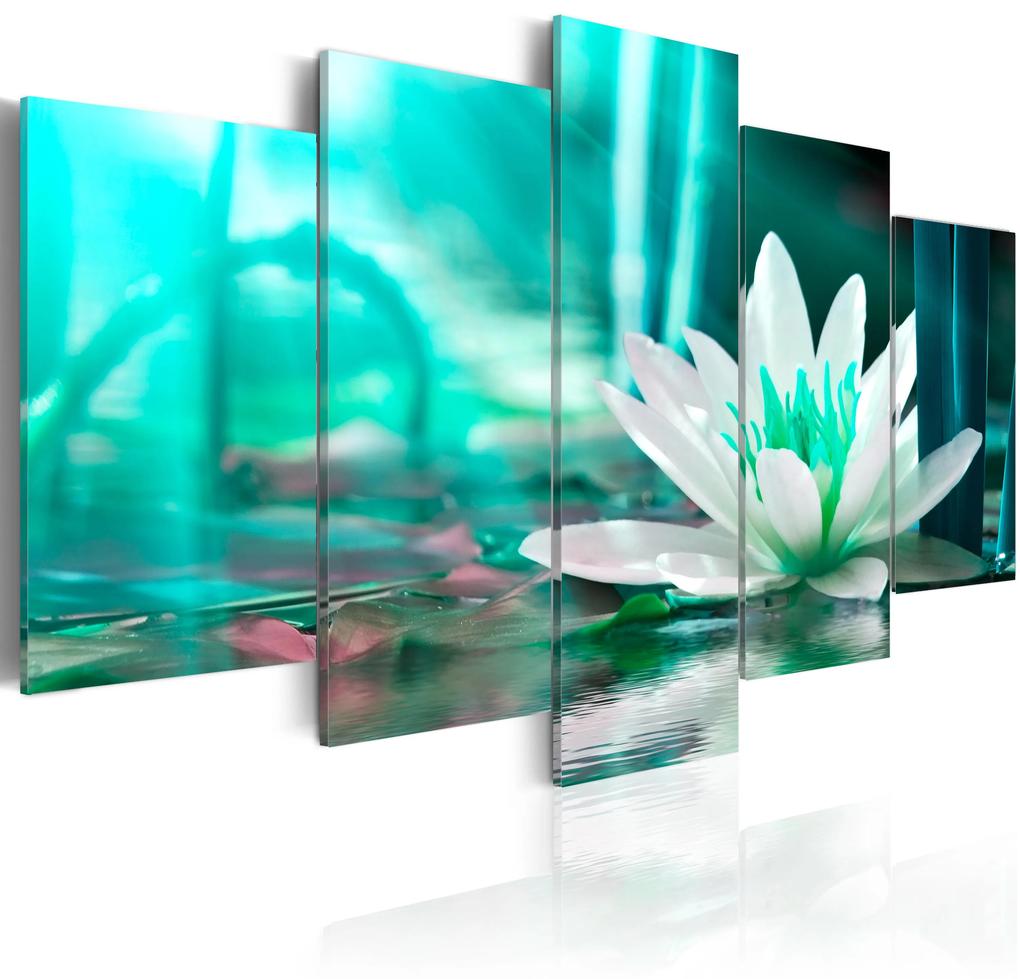 Artgeist Obraz - Turquoise Lotus Veľkosť: 100x50, Verzia: Standard