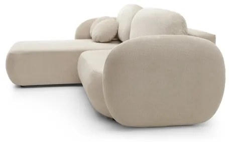 Rohová rozkladacia sedacia súprava s úložným priestorom do tvaru L OLBIA ľavá béžová