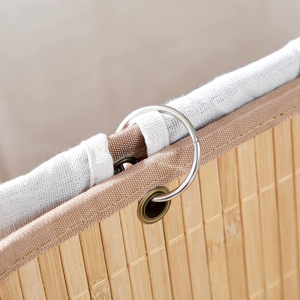 Bambusový kôš na bielizeň 72L, 40 x 60 x 30 cm, prírodný